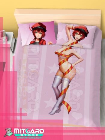 CELLS AT WORK Red Blood Cell - Bed Sheet or Duvet Cover Anime videogame - Flat bed sheet + 2 set 70x45cm Pillow cover / 120cm x 200cm /