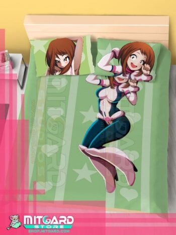 MY HERO ACADEMIA Uraraka Ochaco - Bed Sheet or Duvet Cover Anime videogame - Flat bed sheet + 2 set 70x45cm Pillow cover / 120cm x 200cm /