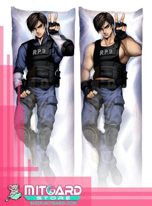 RESIDENT EVIL 2 Leon Scott Kennedy V2 Body pillow case Dakimakura - 50cmx150cm / Peach Skin / 2 Sides Printed - 1